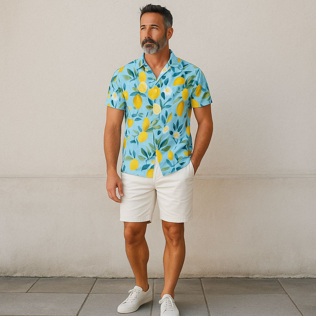 Hawaiian Button Down Shirt Short Sleeves