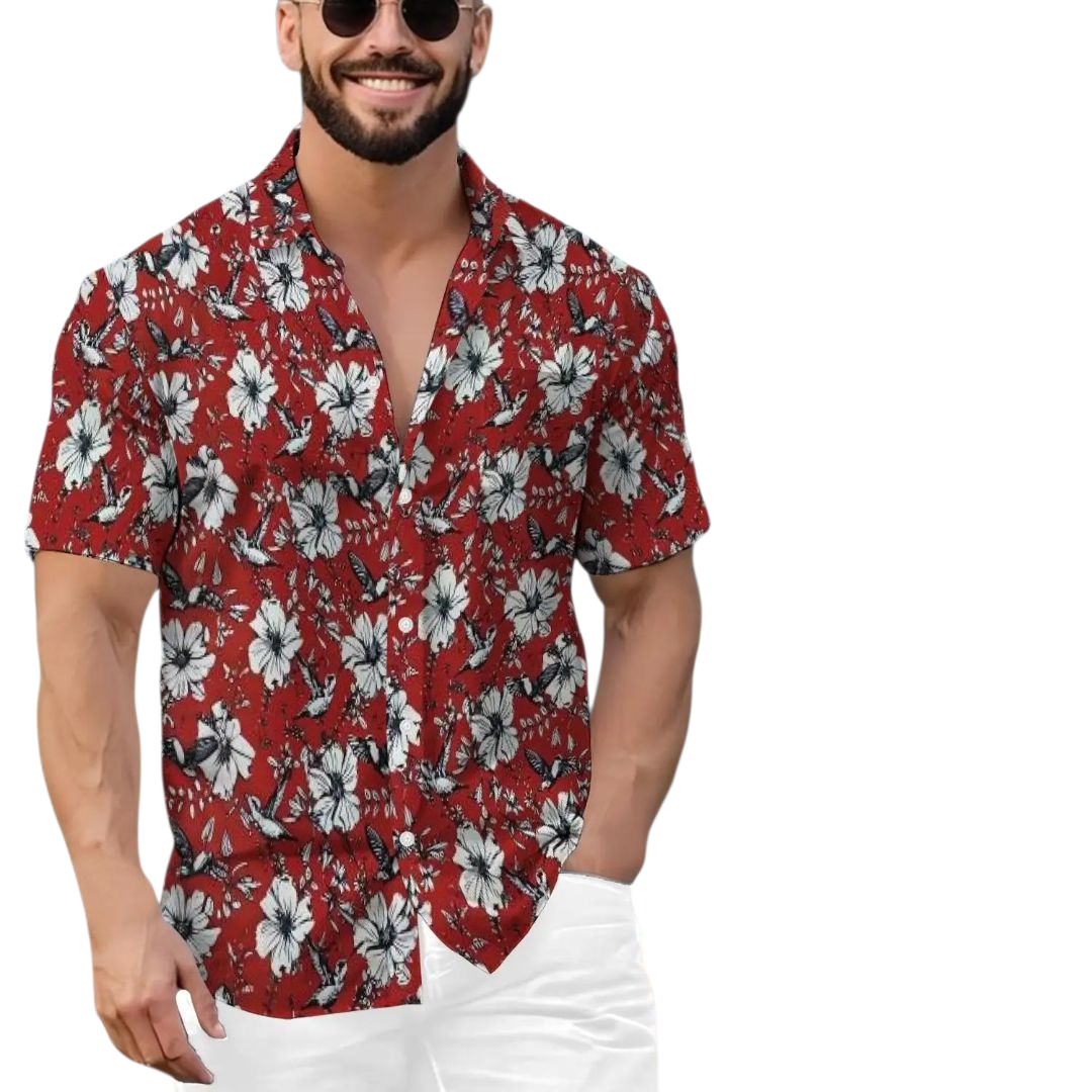 Hawaiian Button Down Shirt Short Sleeves