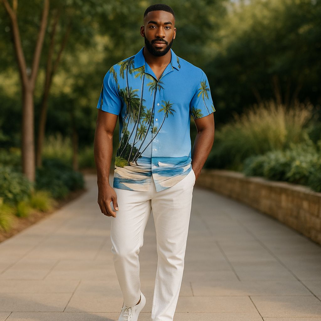 Hawaiian Button Down Shirt Short Sleeves