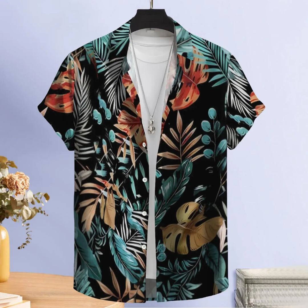 Hawaiian Button Down Shirt Short Sleeves