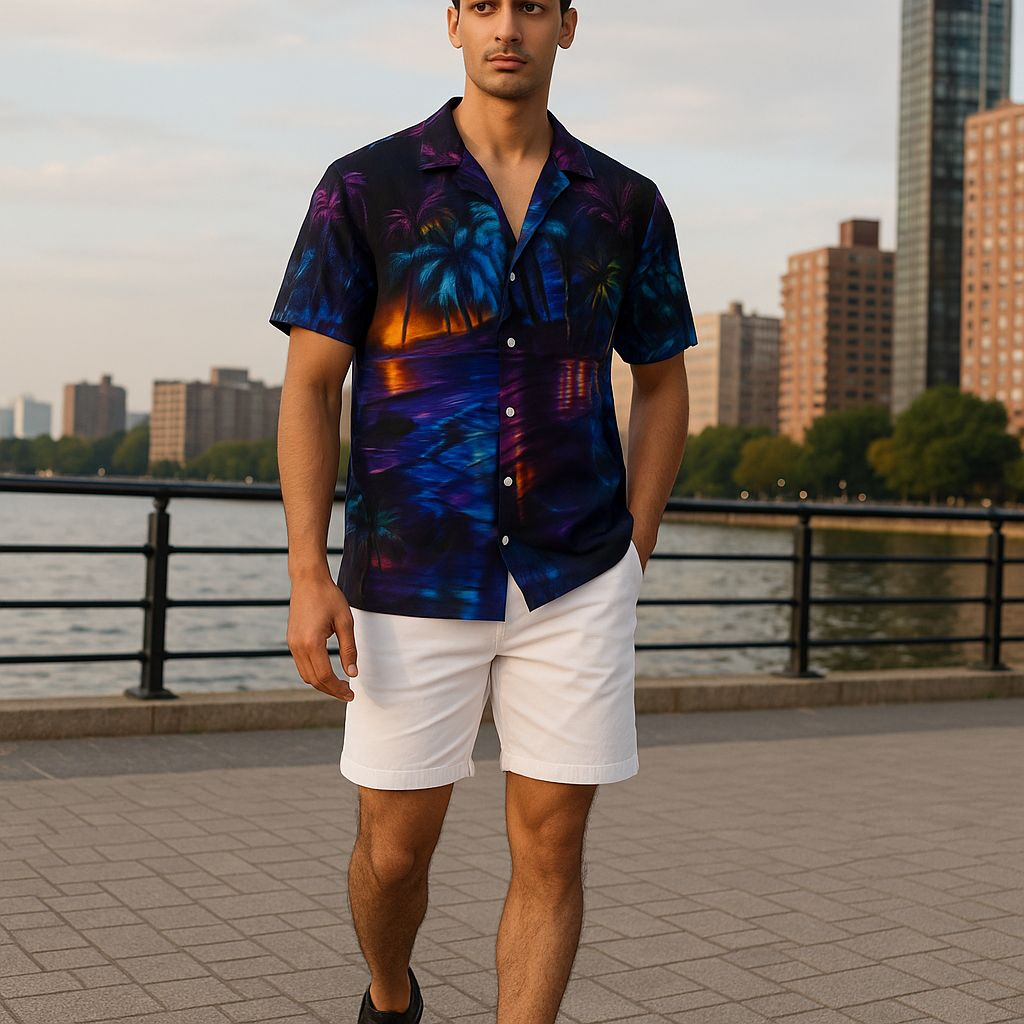 Hawaiian Button Down Shirt Short Sleeves