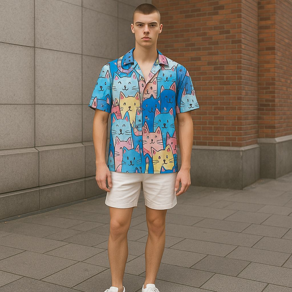 Hawaiian Button Down Shirt Short Sleeves