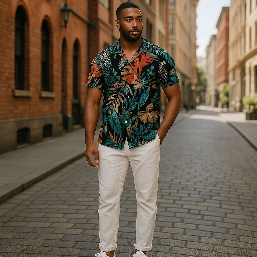Hawaiian Button Down Shirt Short Sleeves