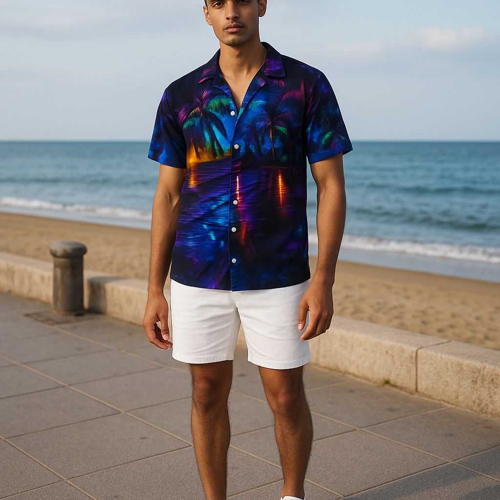 Hawaiian Button Down Shirt Short Sleeves
