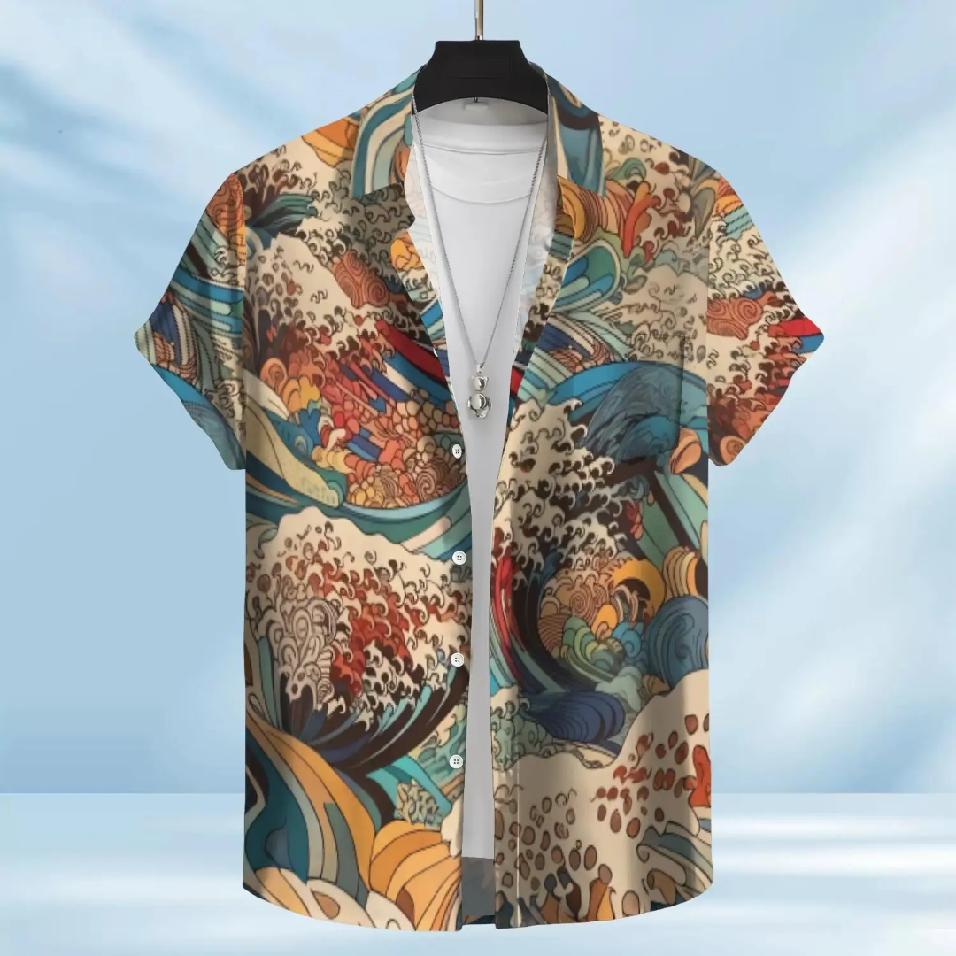 Hawaiian Button Down Shirt Short Sleeves