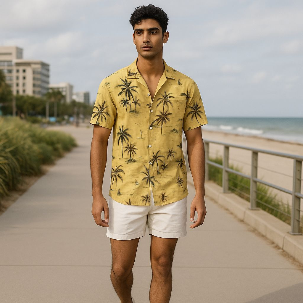 Hawaiian Button Down Shirt Short Sleeves