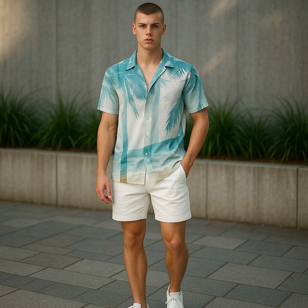 Hawaiian Button Down Shirt Short Sleeves