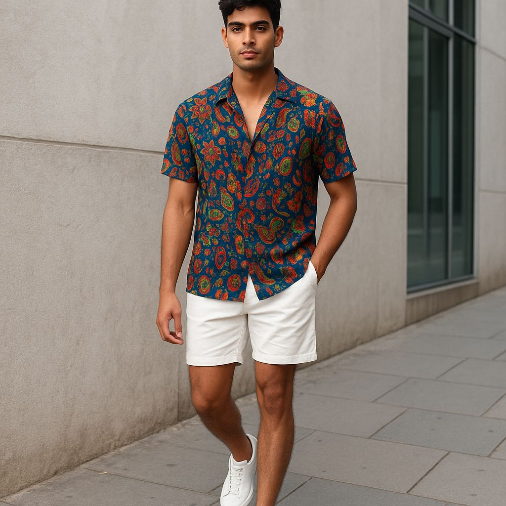 Hawaiian Button Down Shirt Short Sleeves