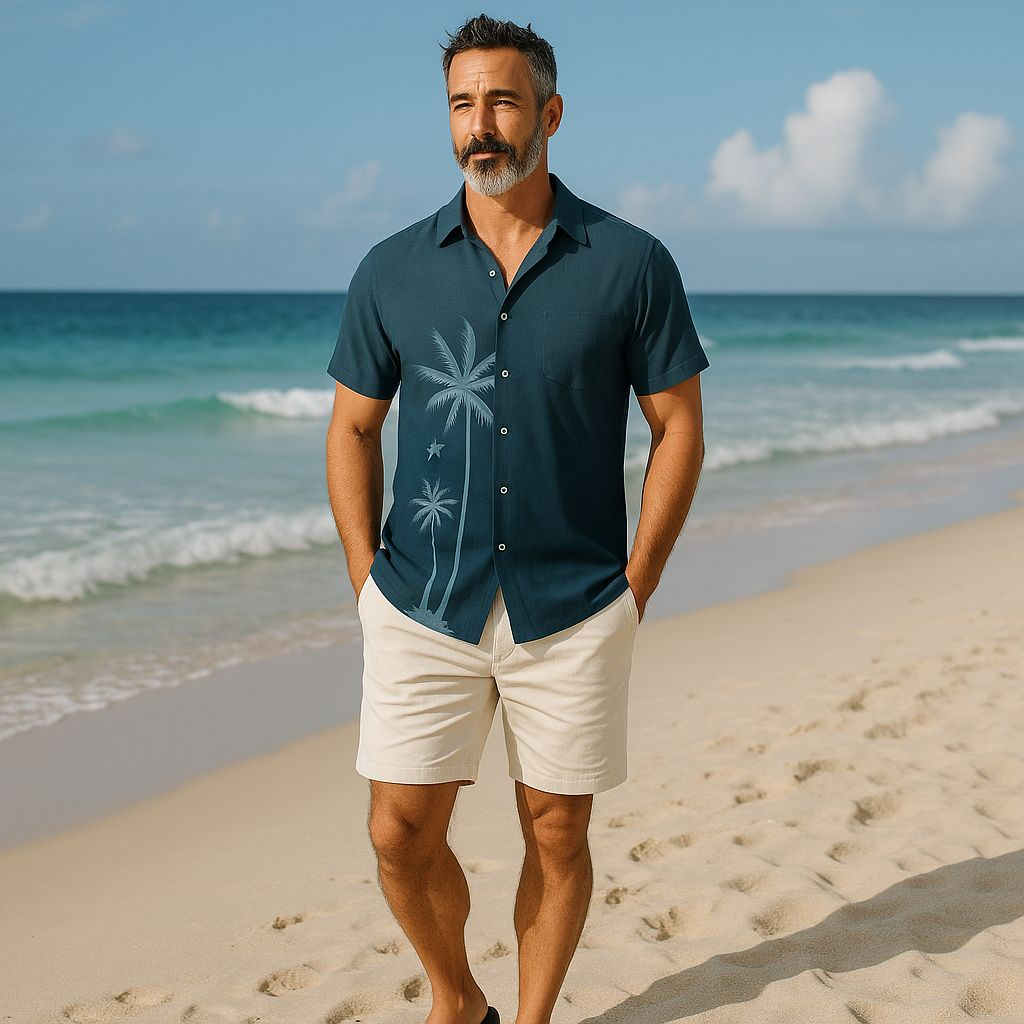Hawaiian Button Down Shirt Short Sleeves