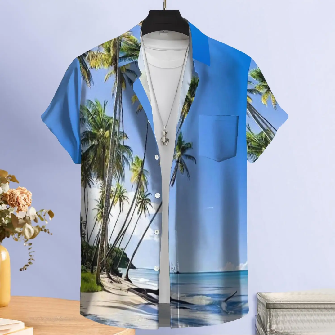 Hawaiian Button Down Shirt Short Sleeves