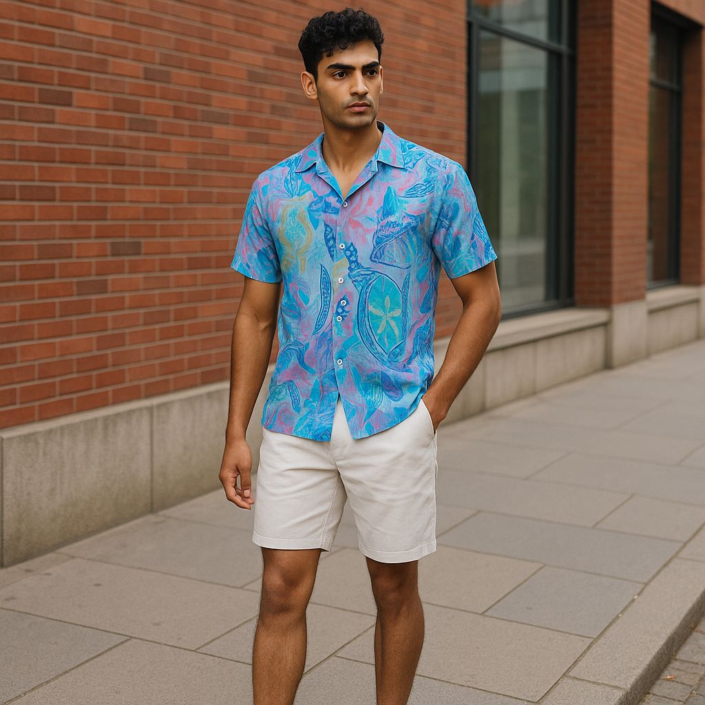 Hawaiian Button Down Shirt Short Sleeves