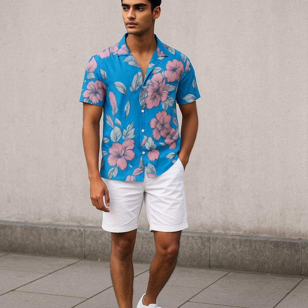 Hawaiian Button Down Shirt Short Sleeves