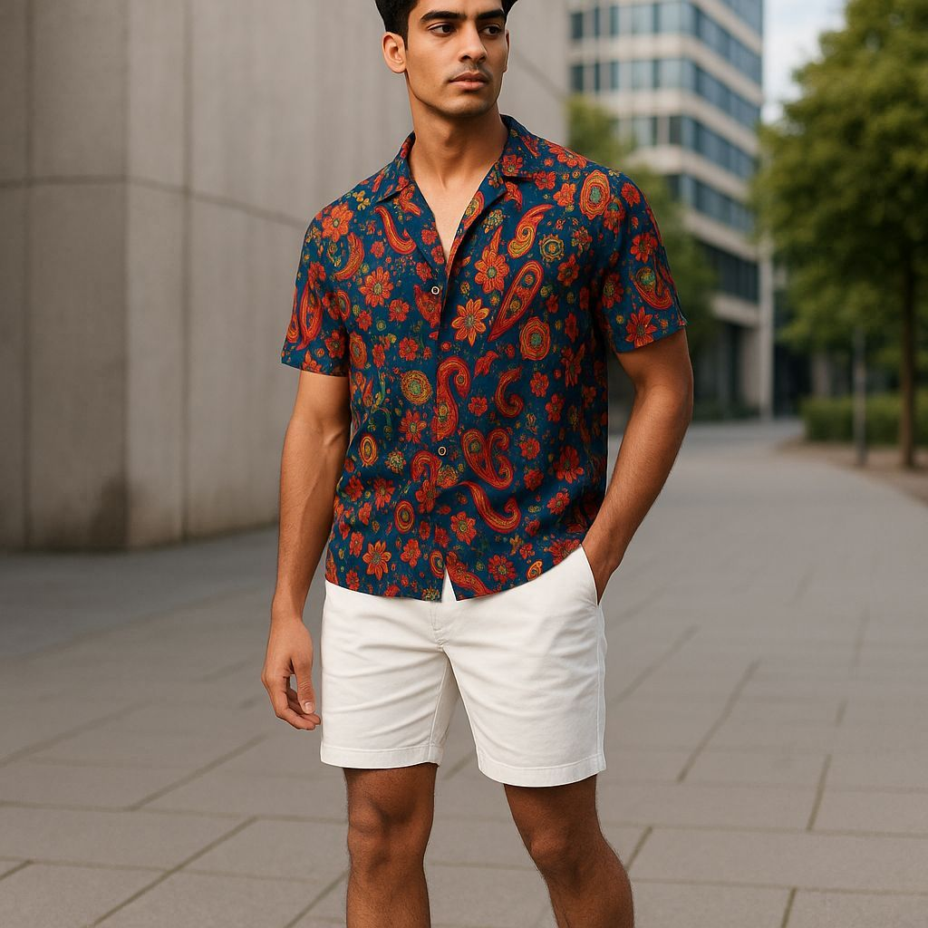 Hawaiian Button Down Shirt Short Sleeves
