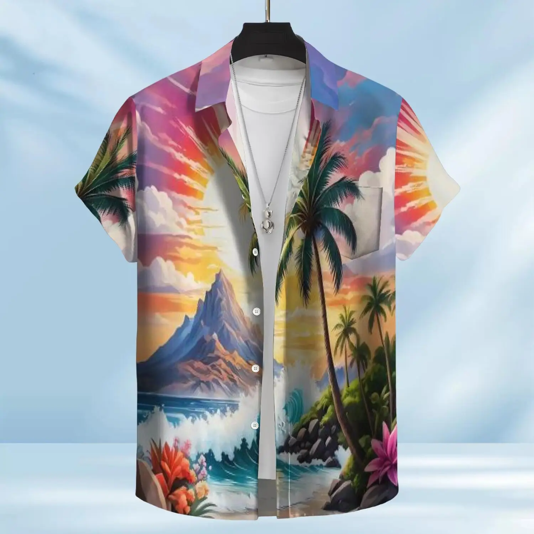 Hawaiian Button Down Shirt Short Sleeves