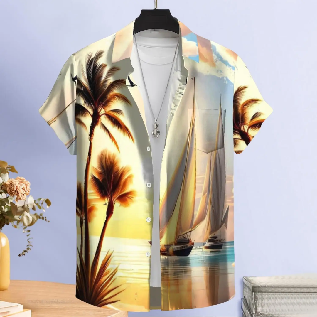 Hawaiian Button Down Shirt Short Sleeves