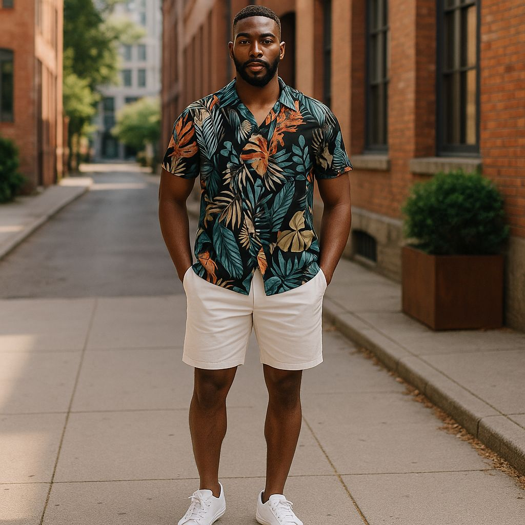 Hawaiian Button Down Shirt Short Sleeves