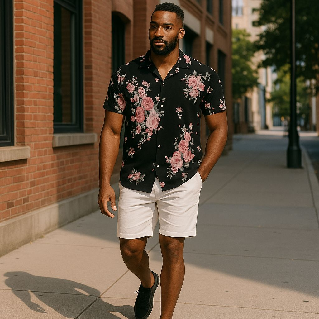 Hawaiian Button Down Shirt Short Sleeves