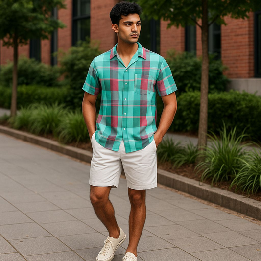 Hawaiian Button Down Shirt Short Sleeves