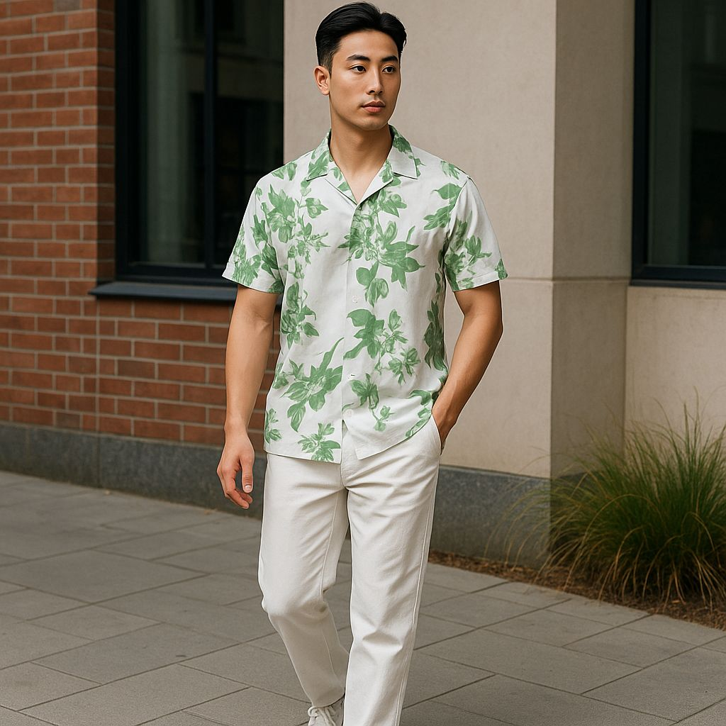 Hawaiian Button Down Shirt Short Sleeves