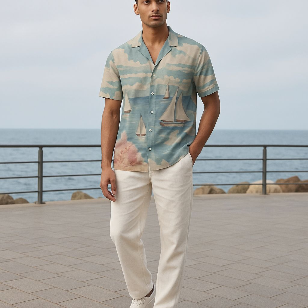 Hawaiian Button Down Shirt Short Sleeves