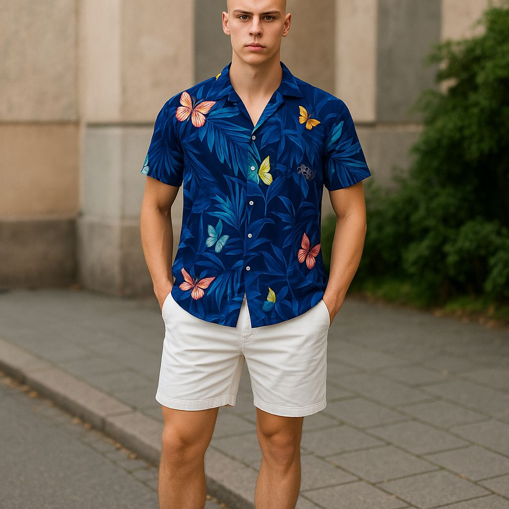 Hawaiian Button Down Shirt Short Sleeves