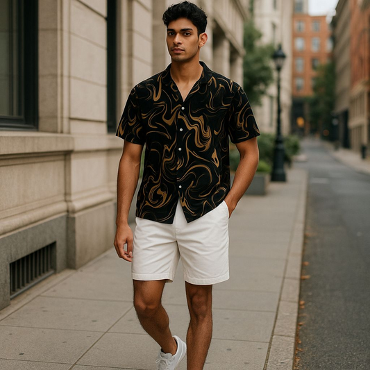Hawaiian Button Down Shirt Short Sleeves