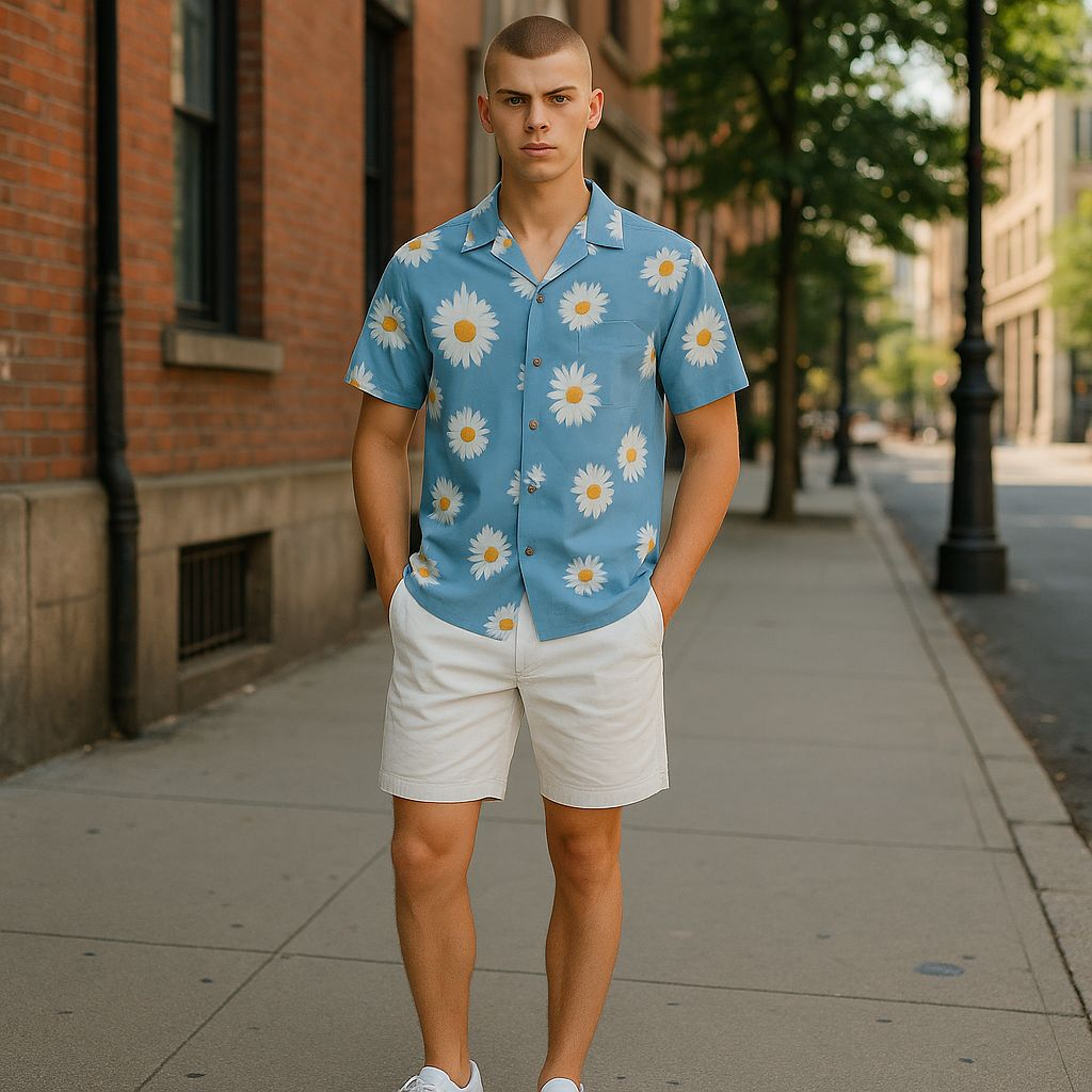 Hawaiian Button Down Shirt Short Sleeves