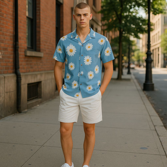 Hawaiian Button Down Shirt Short Sleeves