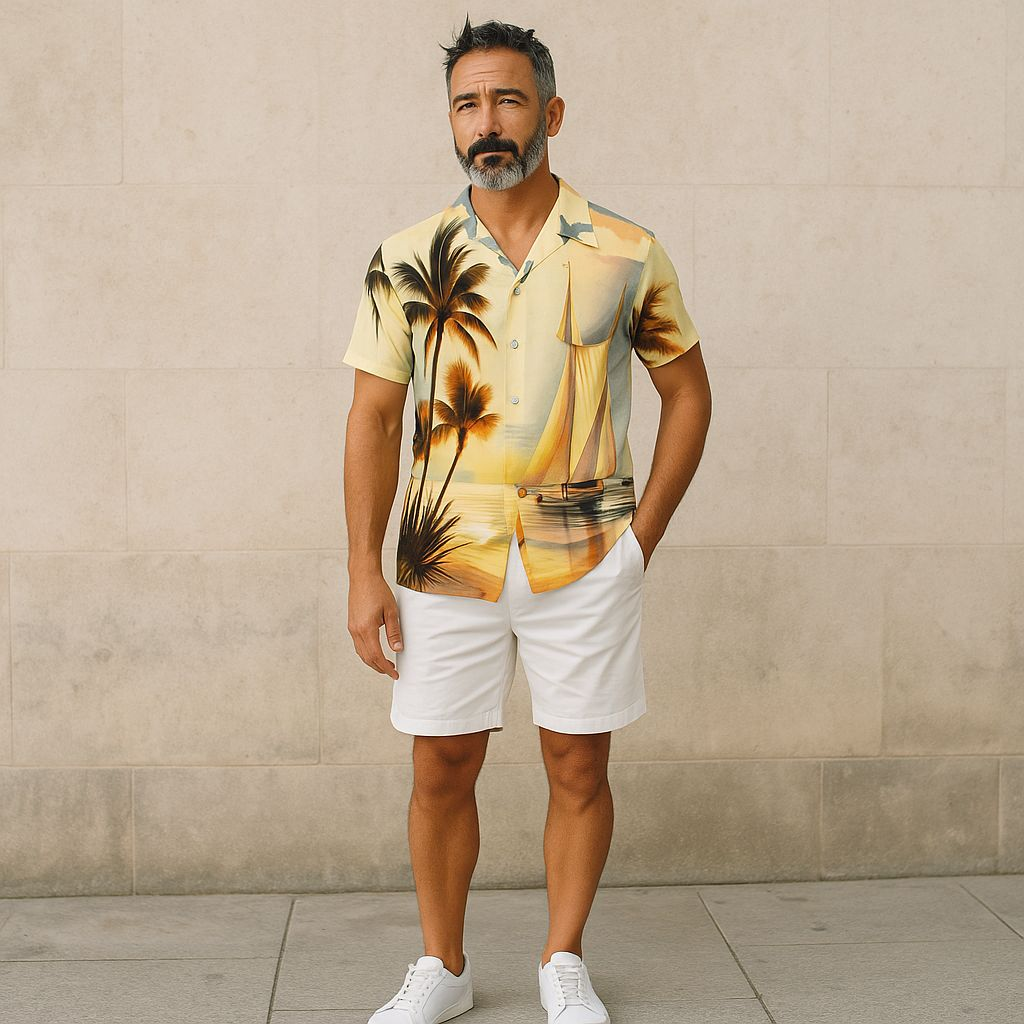 Hawaiian Button Down Shirt Short Sleeves