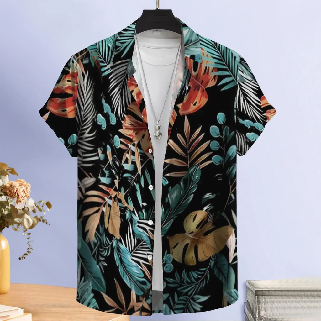 Hawaiian Button Down Shirt Short Sleeves
