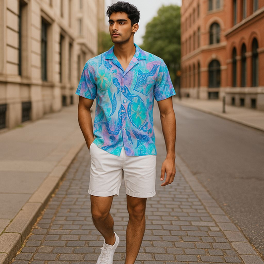Hawaiian Button Down Shirt Short Sleeves