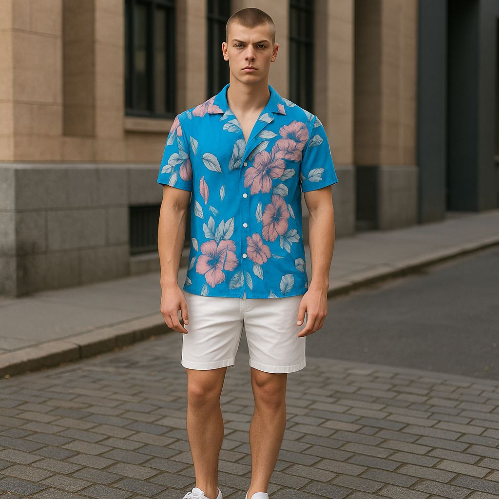 Hawaiian Button Down Shirt Short Sleeves