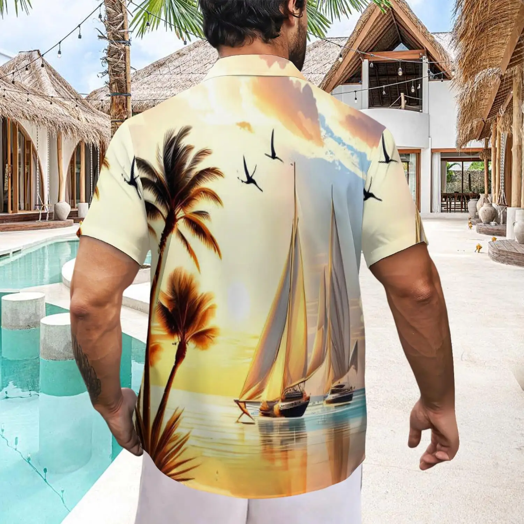 Hawaiian Button Down Shirt Short Sleeves