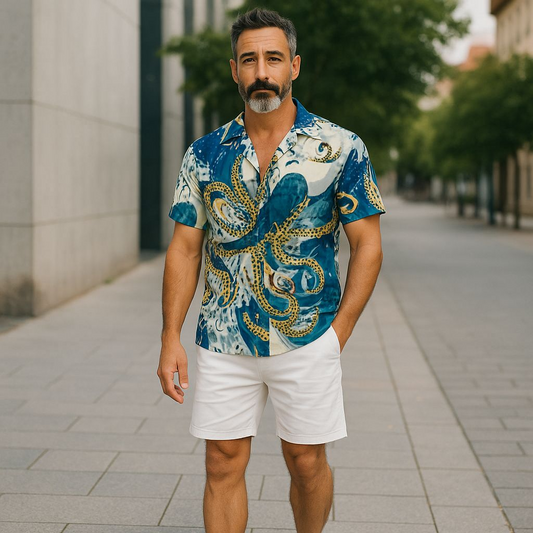 Hawaiian Button Down Shirt Short Sleeves