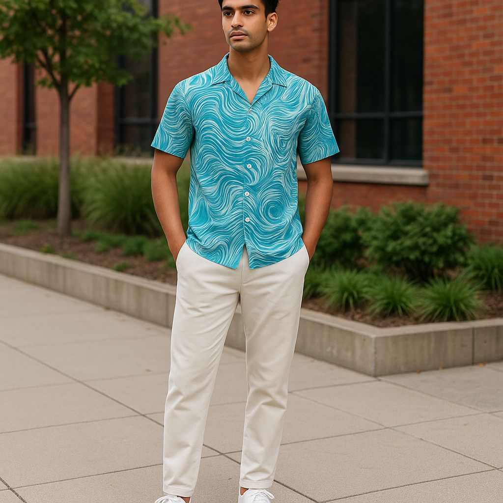 Hawaiian Button Down Shirt Short Sleeves