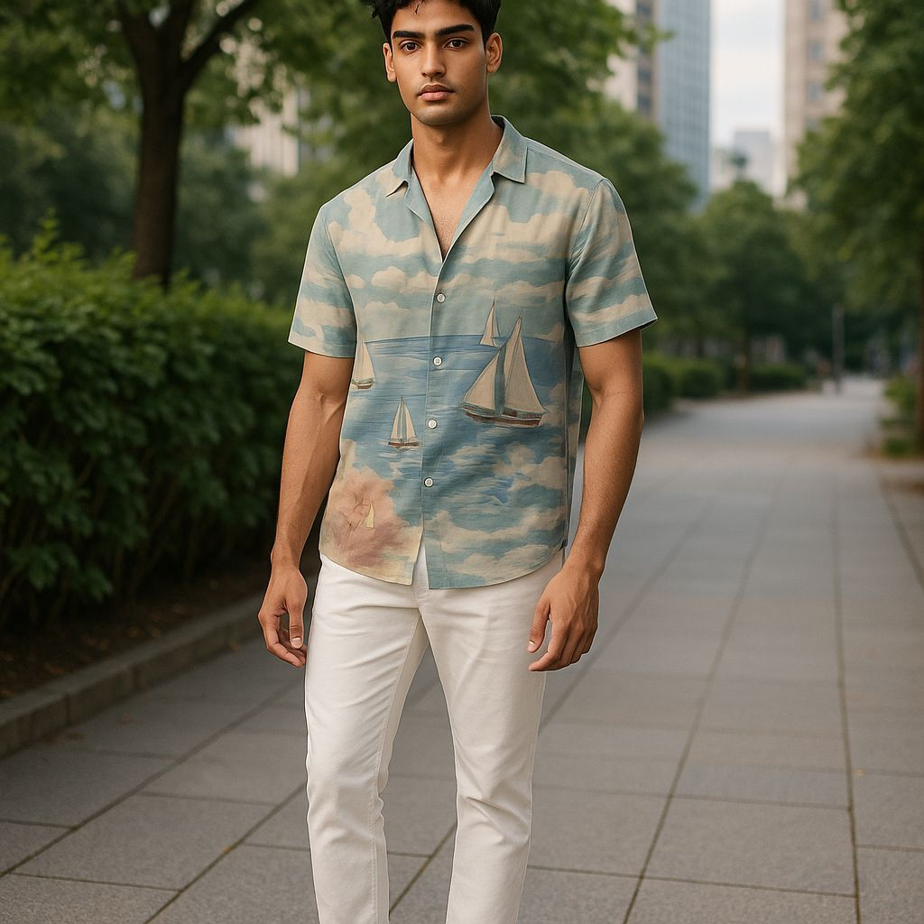 Hawaiian Button Down Shirt Short Sleeves