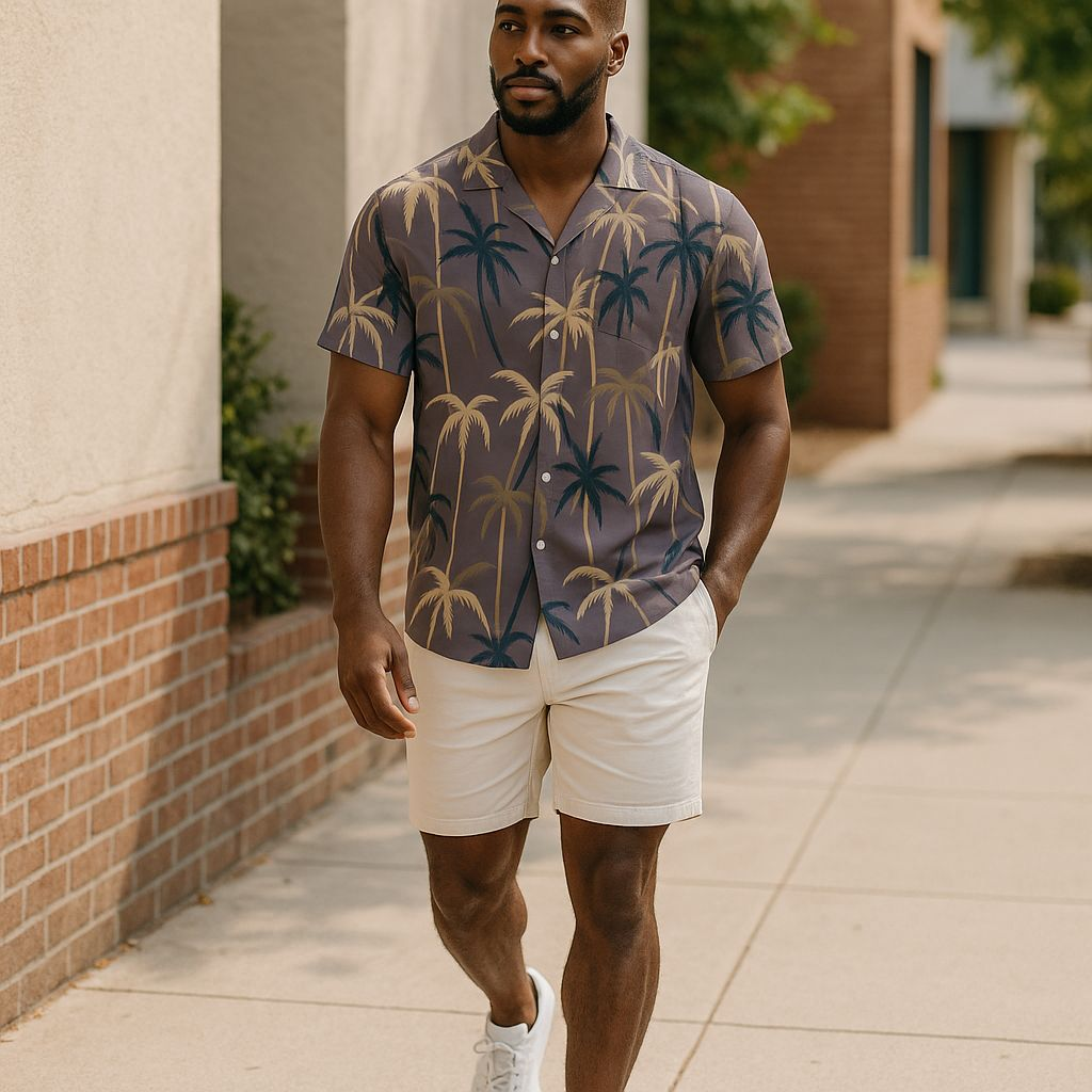 Hawaiian Button Down Shirt Short Sleeves