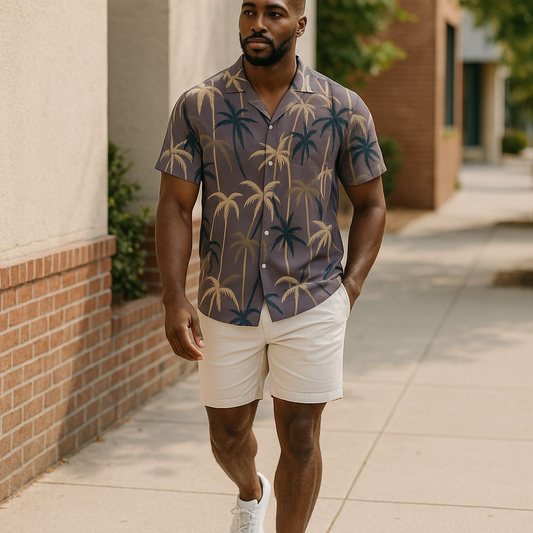 Hawaiian Button Down Shirt Short Sleeves