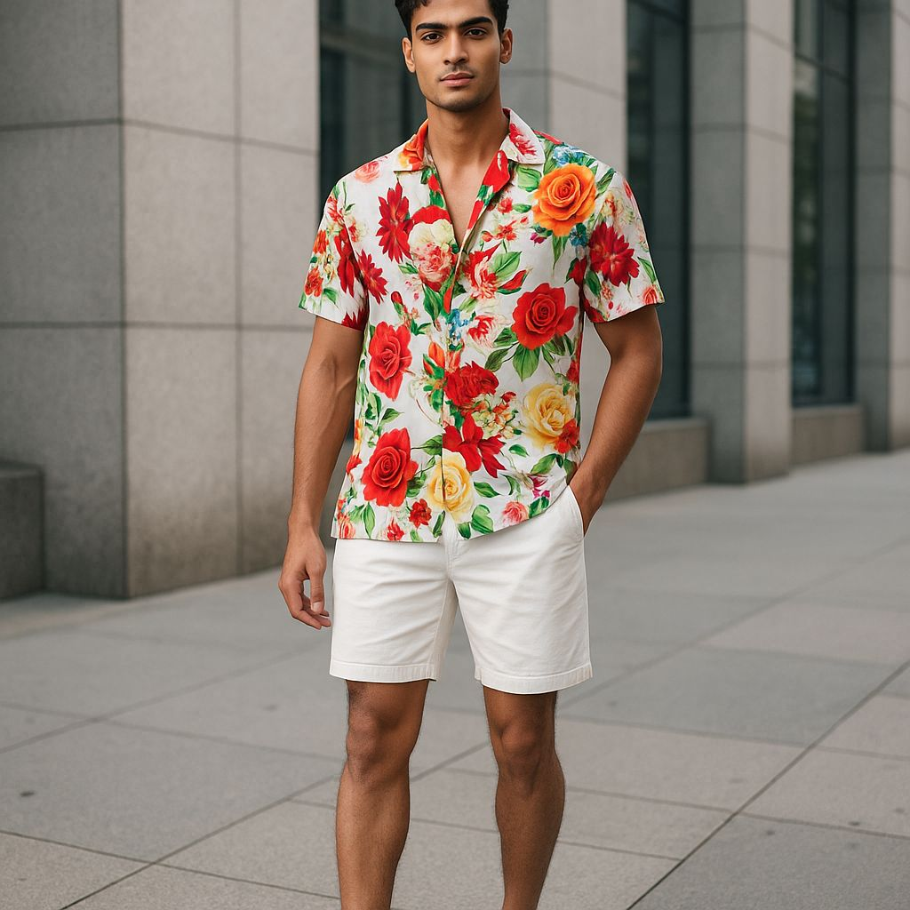 Hawaiian Button Down Shirt Short Sleeves