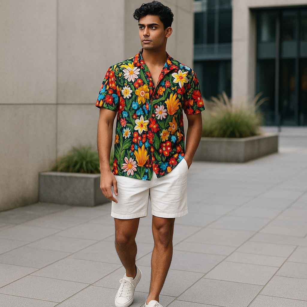 Hawaiian Button Down Shirt Short Sleeves