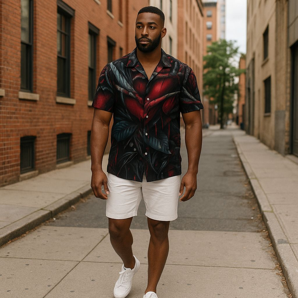 Hawaiian Button Down Shirt Short Sleeves