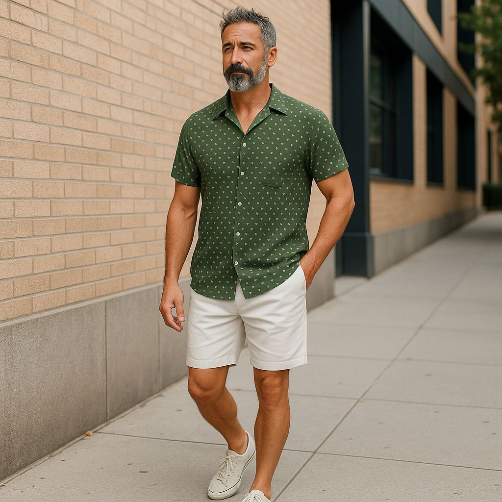 Hawaiian Button Down Shirt Short Sleeves