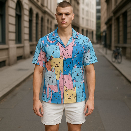 Hawaiian Button Down Shirt Short Sleeves