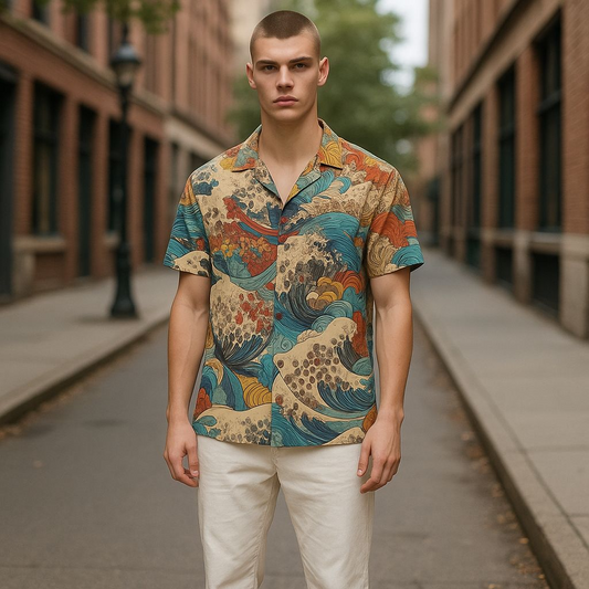 Hawaiian Button Down Shirt Short Sleeves