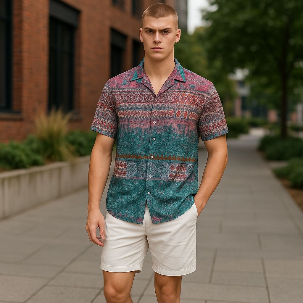 Hawaiian Button Down Shirt Short Sleeves