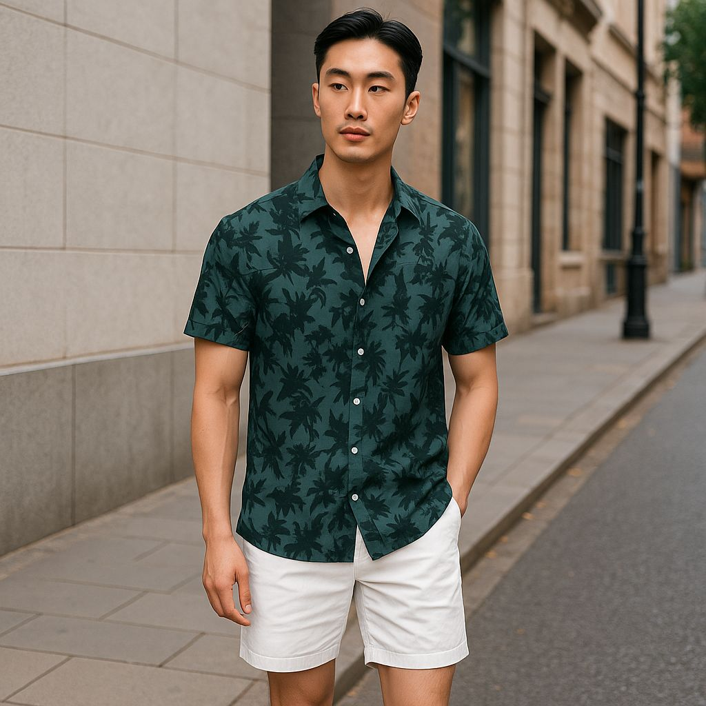 Hawaiian Button Down Shirt Short Sleeves
