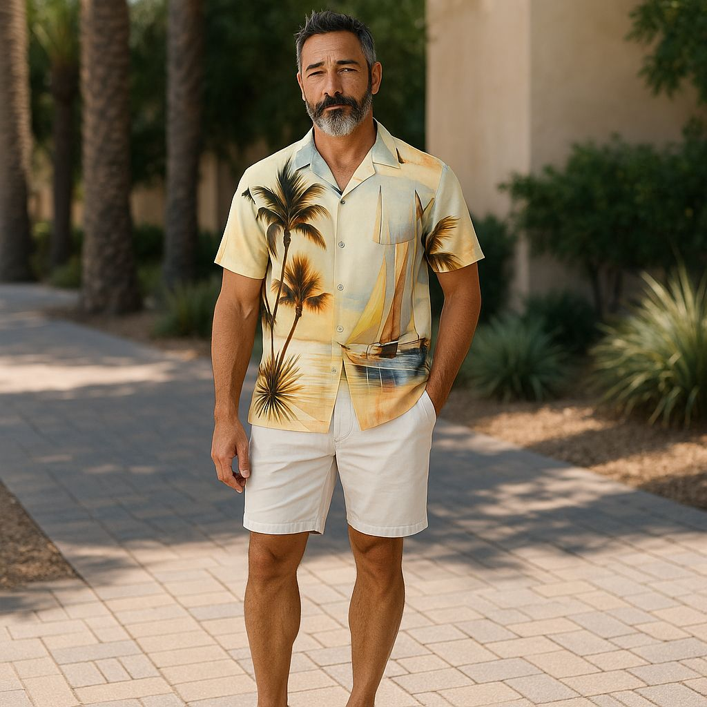 Hawaiian Button Down Shirt Short Sleeves