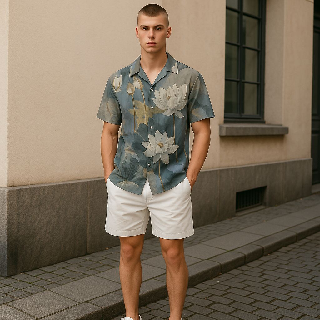 Hawaiian Button Down Shirt Short Sleeves