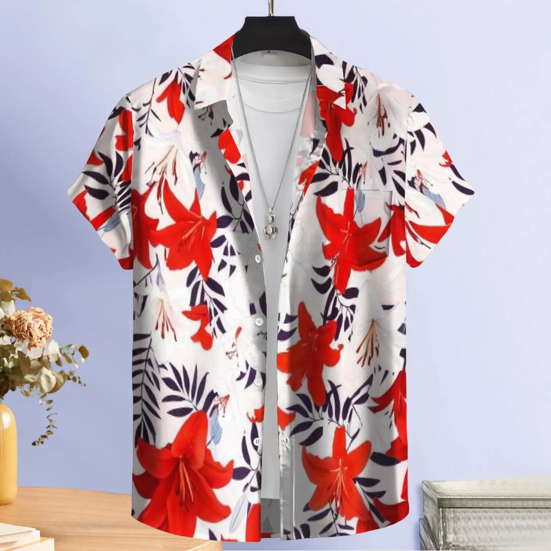 Hawaiian Button Down Shirt Short Sleeves