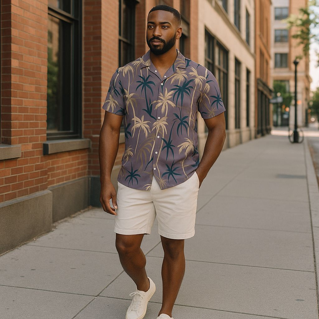 Hawaiian Button Down Shirt Short Sleeves